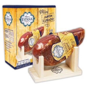 Kit Tradicional de Mini Jamón Curado Selección | Jamón de España con Jamonero y Cuchillo Profesional